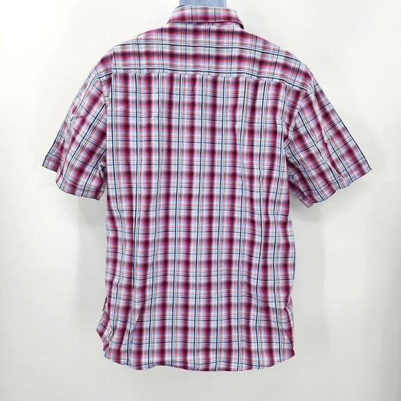 Report Collection Red Blue Plaid Stripe Button Down Short Sleeve Shirt XL - Picture 2 of 4